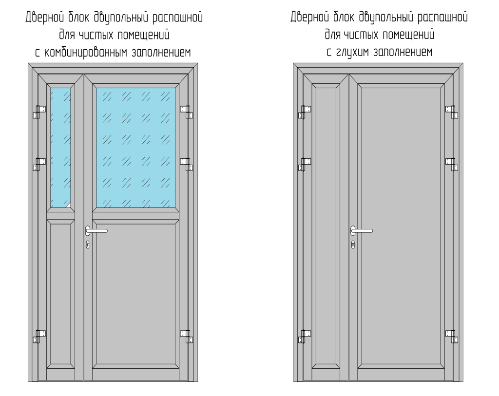 Распашные двери для чистых помещений